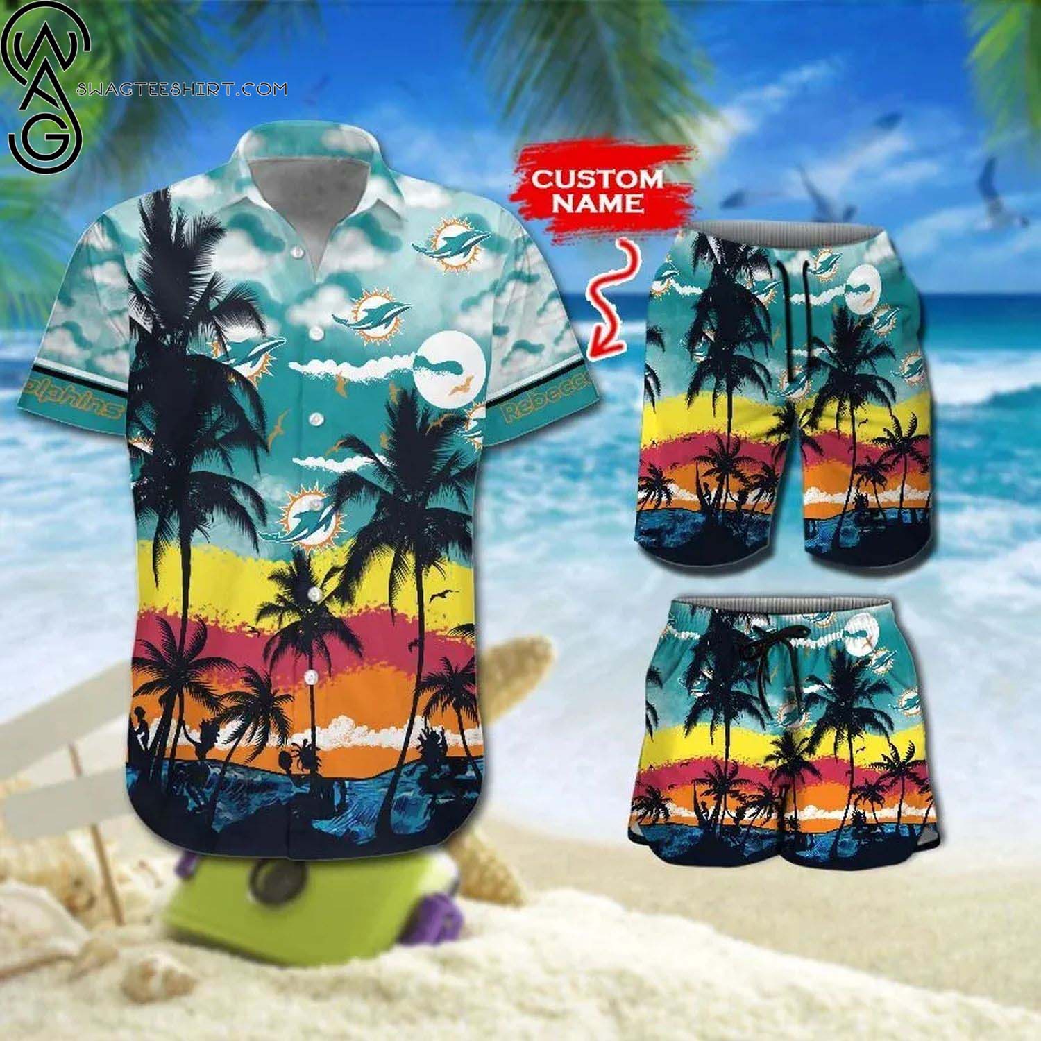 Personalized John Deere All Over Print Summer Floral Aloha Summer Beach Hawaiian Shirt And Beach Shorts Version Green