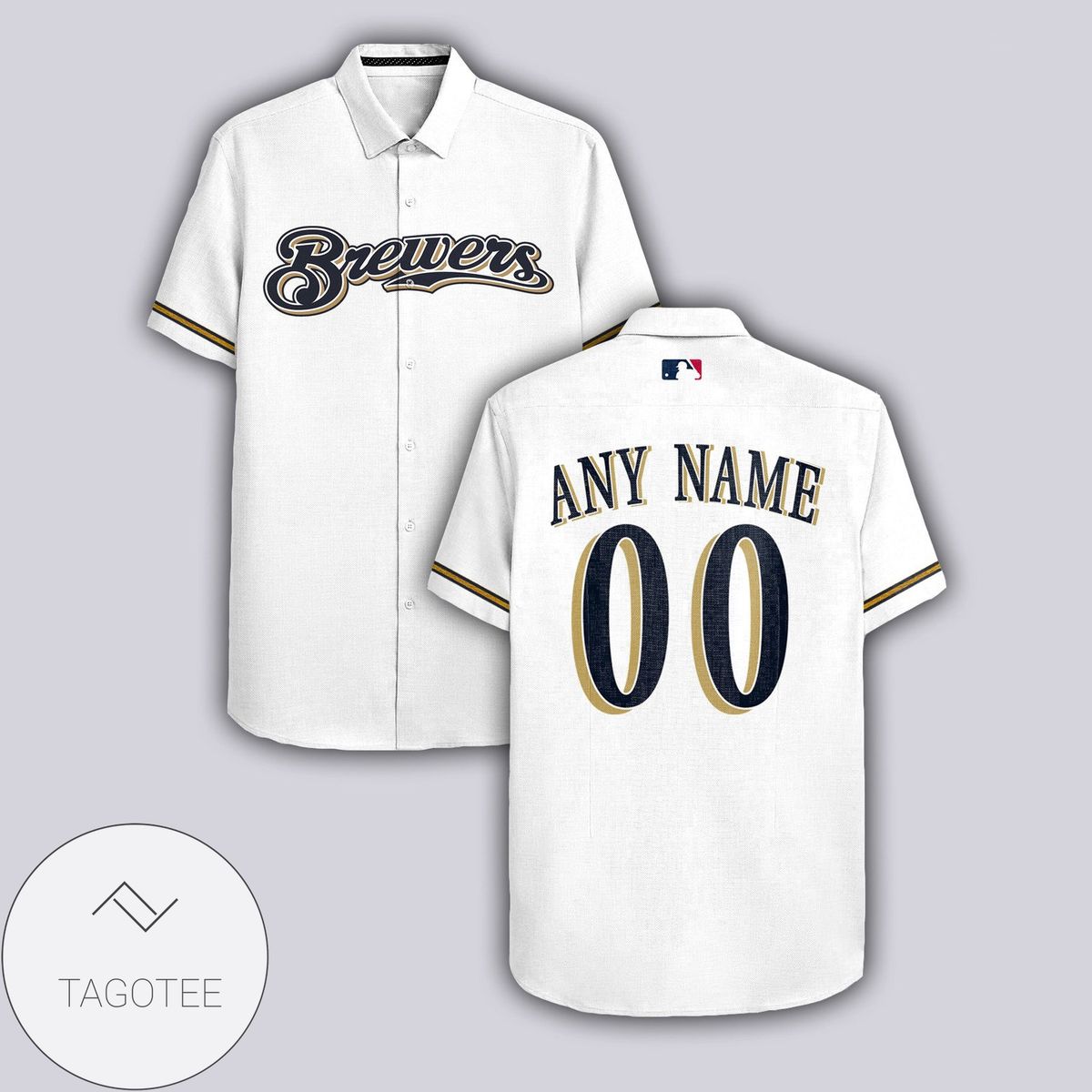 Personalized Milwaukee Brewers All Over Print 3D Hawaiian Shirt – White Gift For Fans