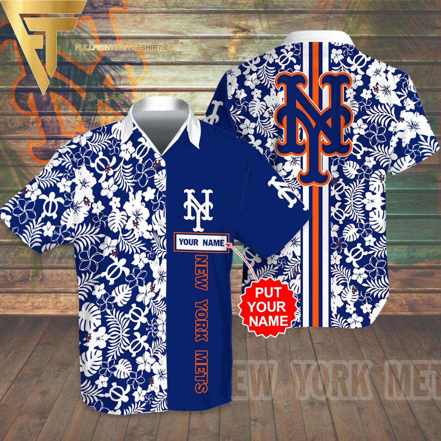 Personalized New York Giants All Over Print Summer Floral Aloha Summer Beach Hawaiian Shirt And Beach Shorts Version Cobalt