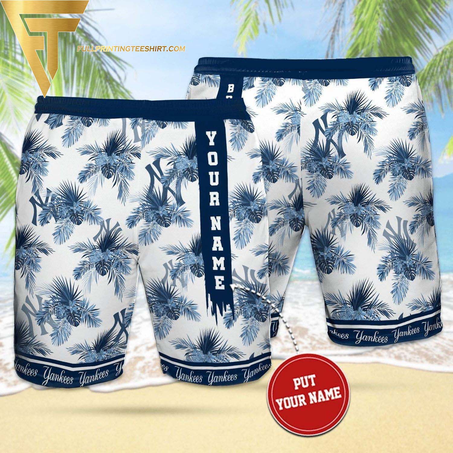 Personalized New York Yankees All Over Print Summer Floral Aloha Summer Beach Hawaiian Shirt And Beach Shorts