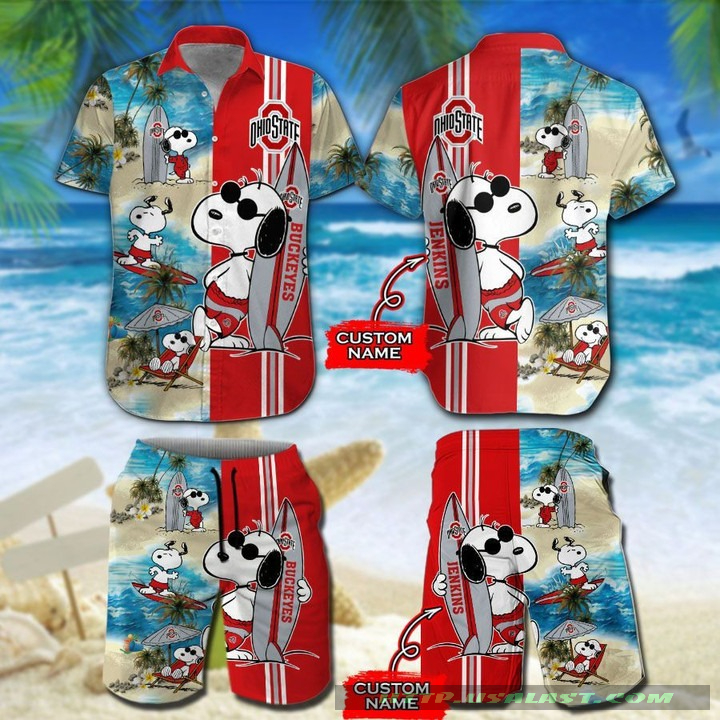 Personalized Oklahoma Sooners Snoopy Surfing Hawaiian Shirt