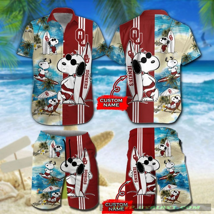 Personalized Oklahoma State Cowboys Snoopy Surfing Hawaiian Shirt