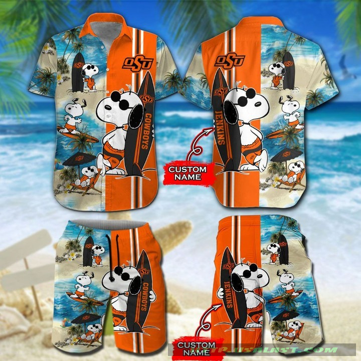 Personalized Oklahoma Sooners Snoopy Surfing Hawaiian Shirt