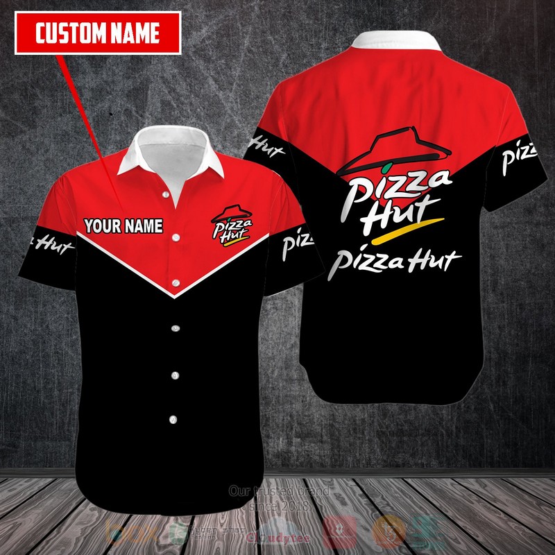 Personalized Pizza Hut black red custom Hawaiian shirt