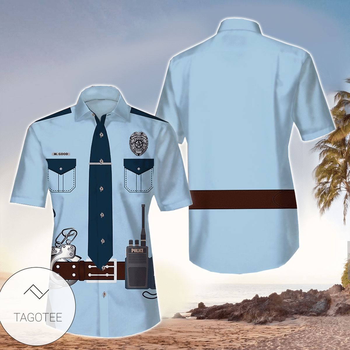 Personalized Police Hawaiian Shirt With Police Badge Pattern