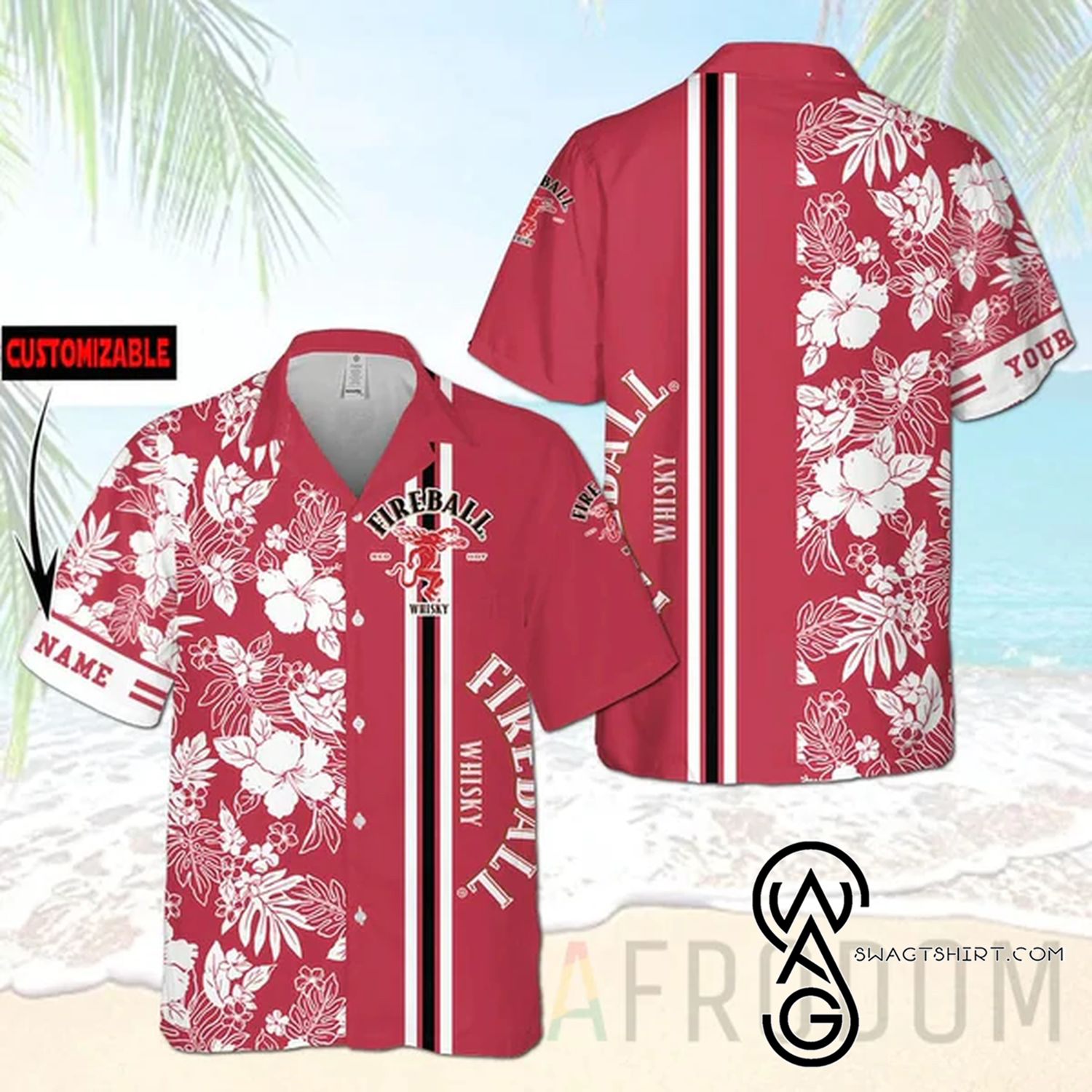 Personalized Skull Hot Rod And Palm Tree Pattern Full Printing Hawaiian Shirt