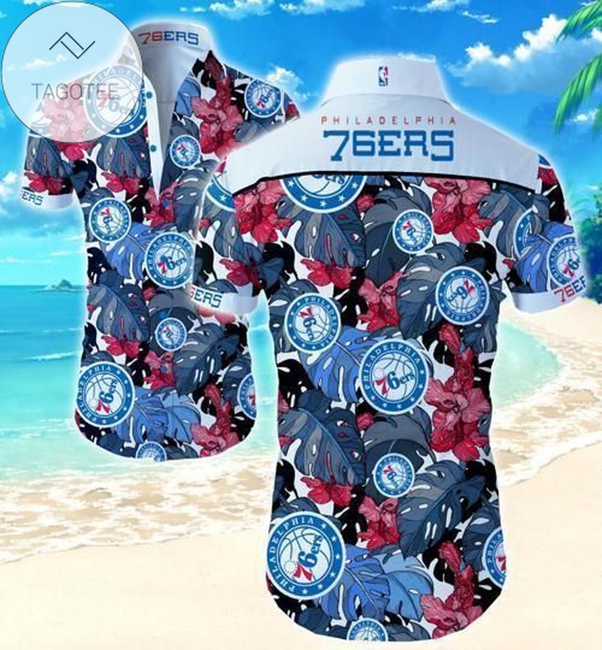 Philadelphia 76ers Authentic Hawaiian Shirt 2022 Summer Button Up Shirt For Men Beach Wear Short Sleeve Authentic Hawaiian Shirt 2022