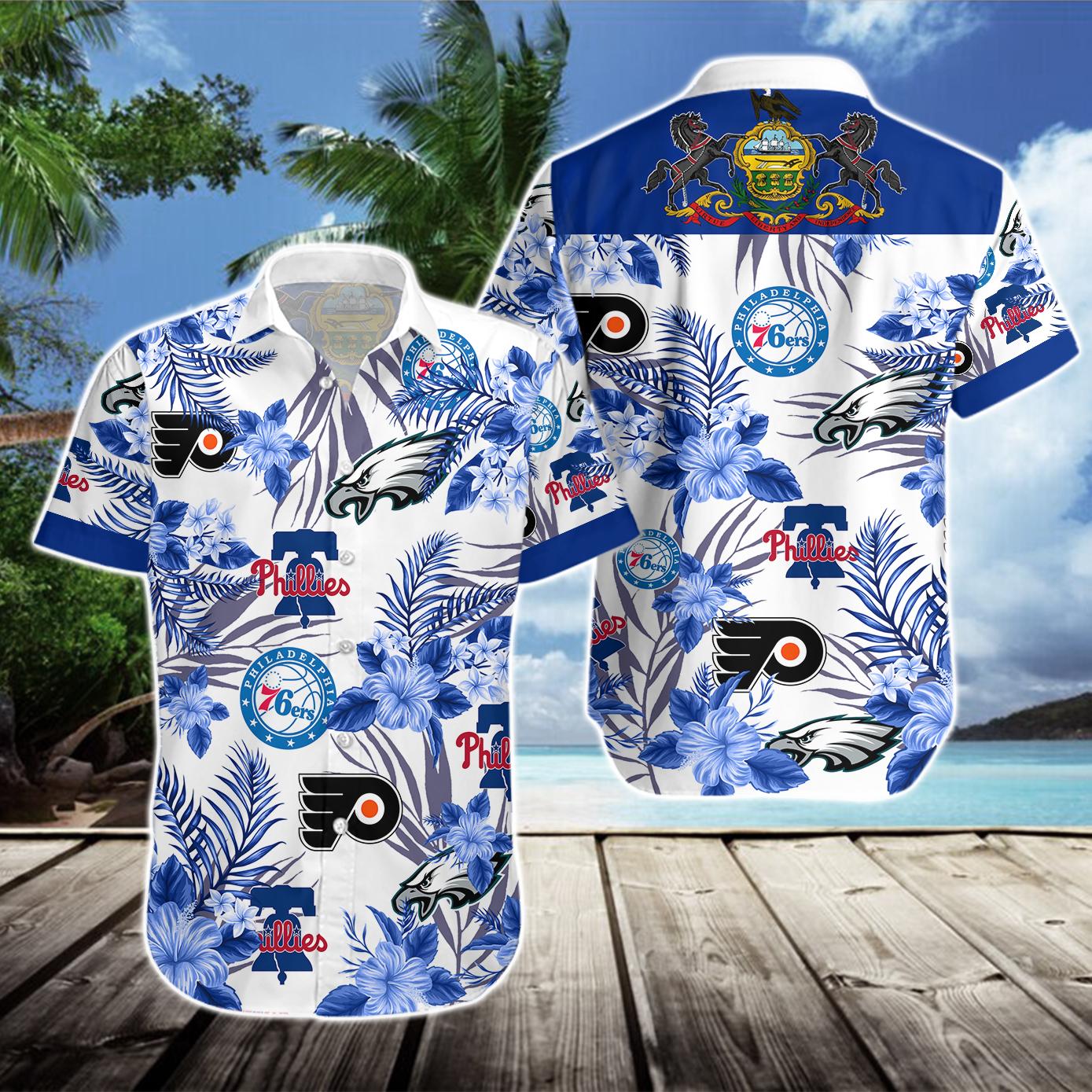 Philadelphia Eagles 76ers Phillies Flyers Hawaiian Shirt