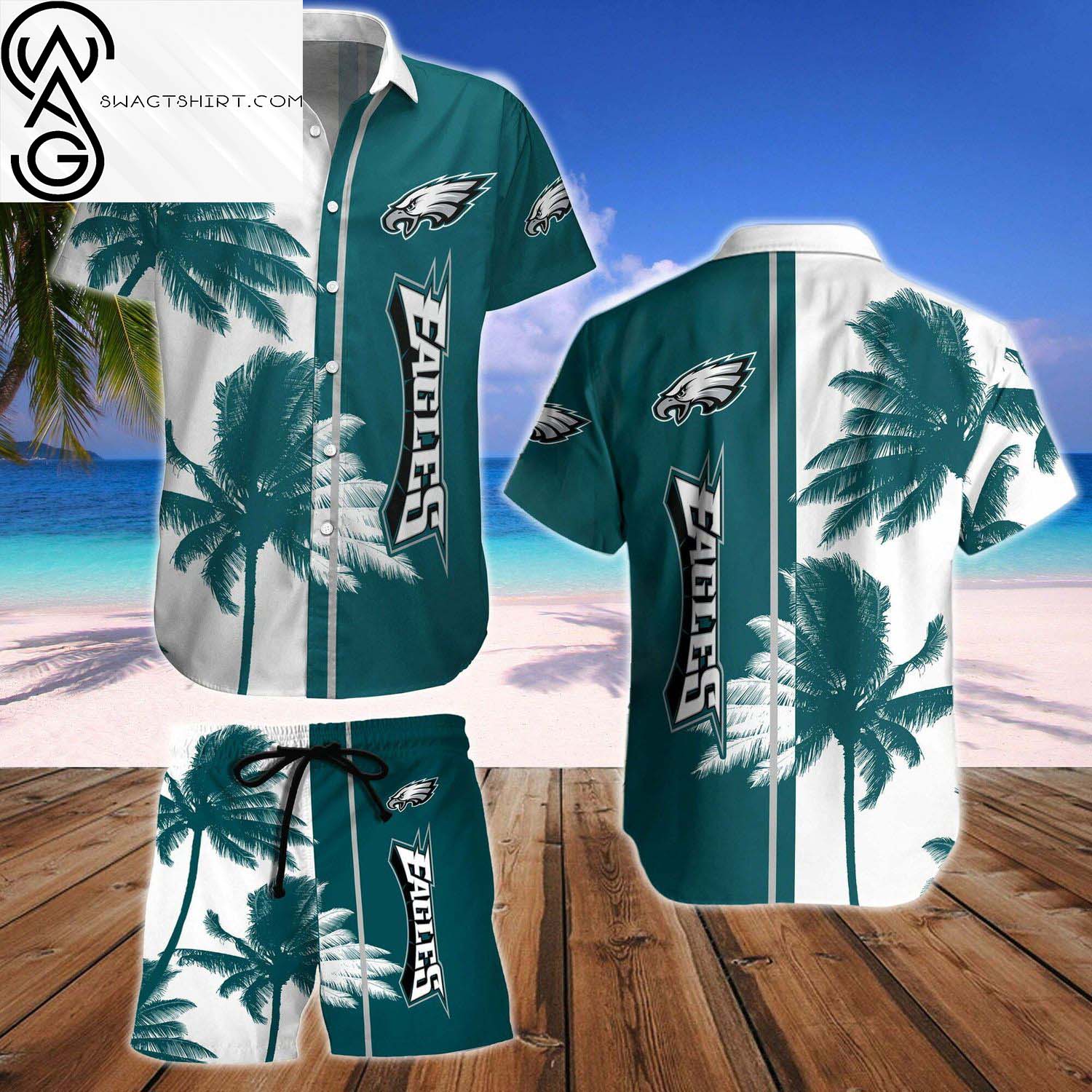 Philadelphia Eagles Coconut Trees Summer Aloha Hawaiian Shirt