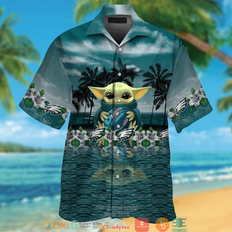 Philadelphia Eagles 3d illusion Skull Hawaiian Shirt, Short