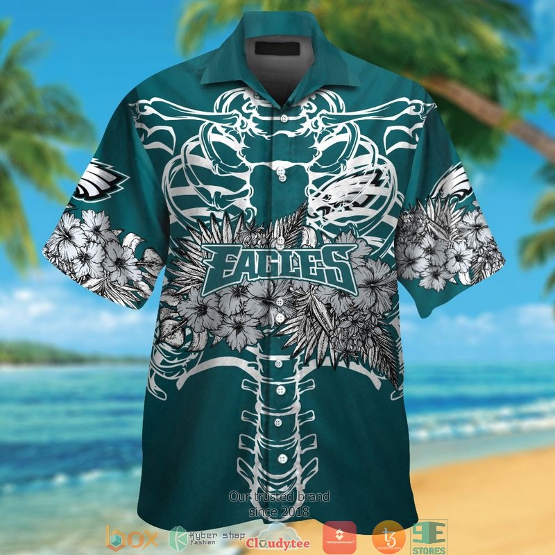 Philadelphia Eagles backbone hibiscus Hawaiian Shirt, Short