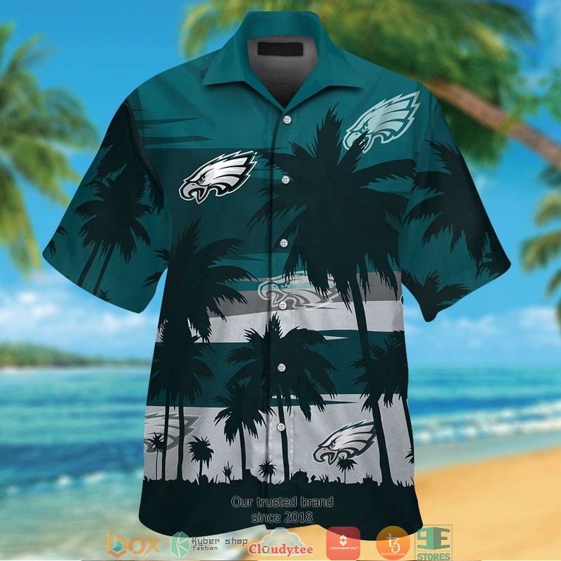 Philadelphia Eagles Coconut island Green Hawaiian Shirt, Short