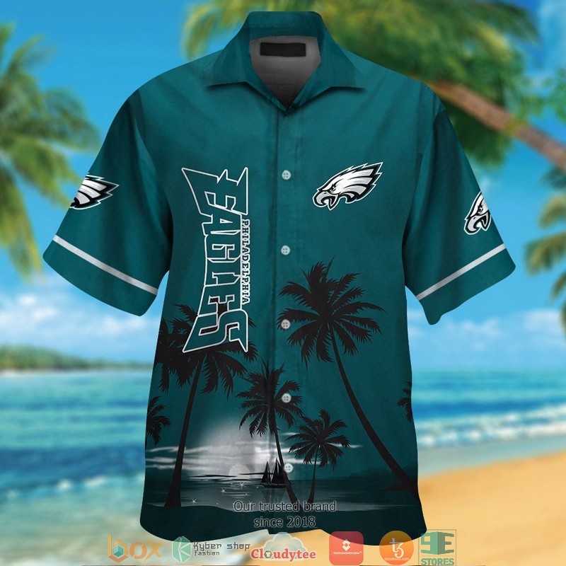 Philadelphia Eagles Coconut island Green Hawaiian Shirt, Short