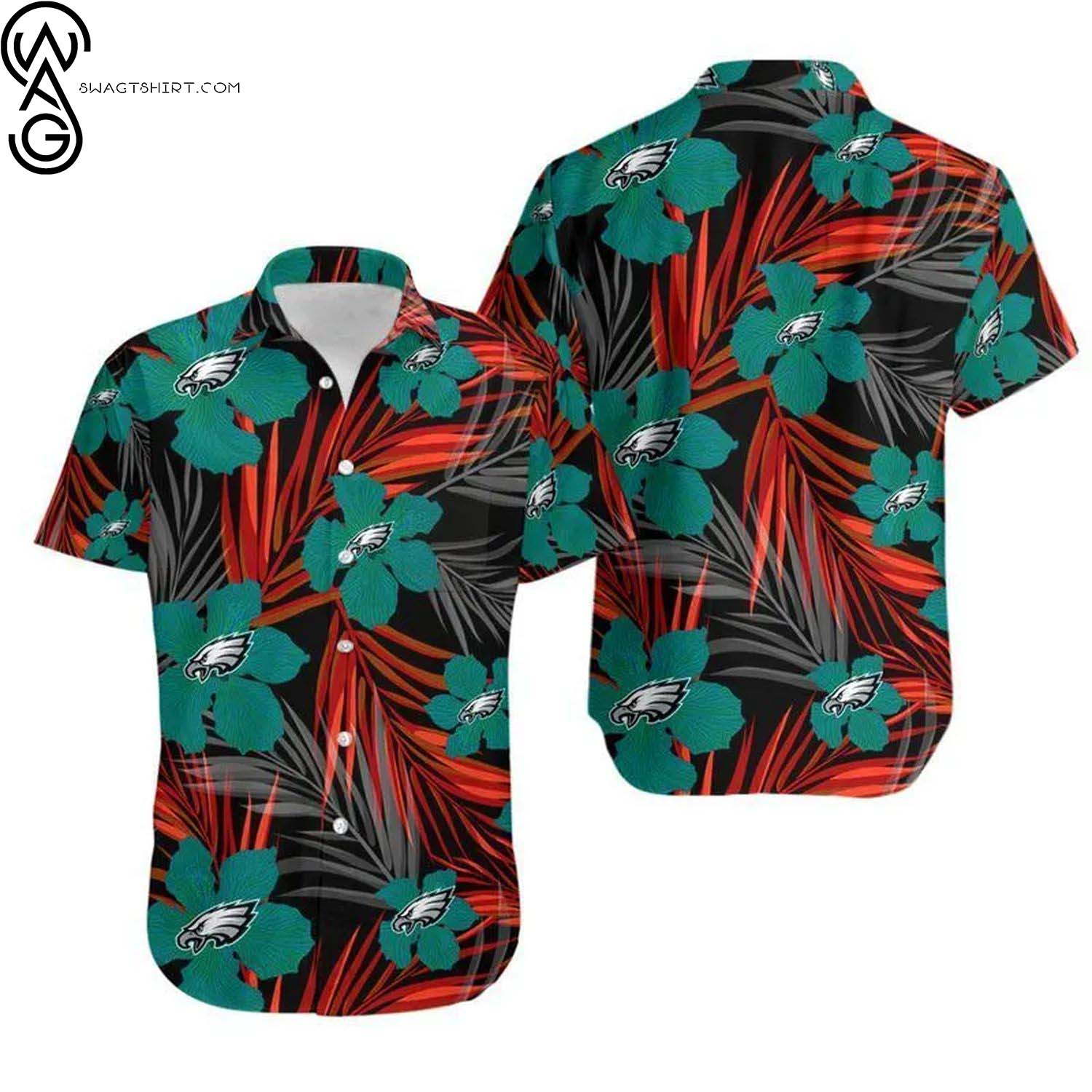 Philadelphia Eagles Football Logo And Floral Summer Aloha Hawaiian Shirt