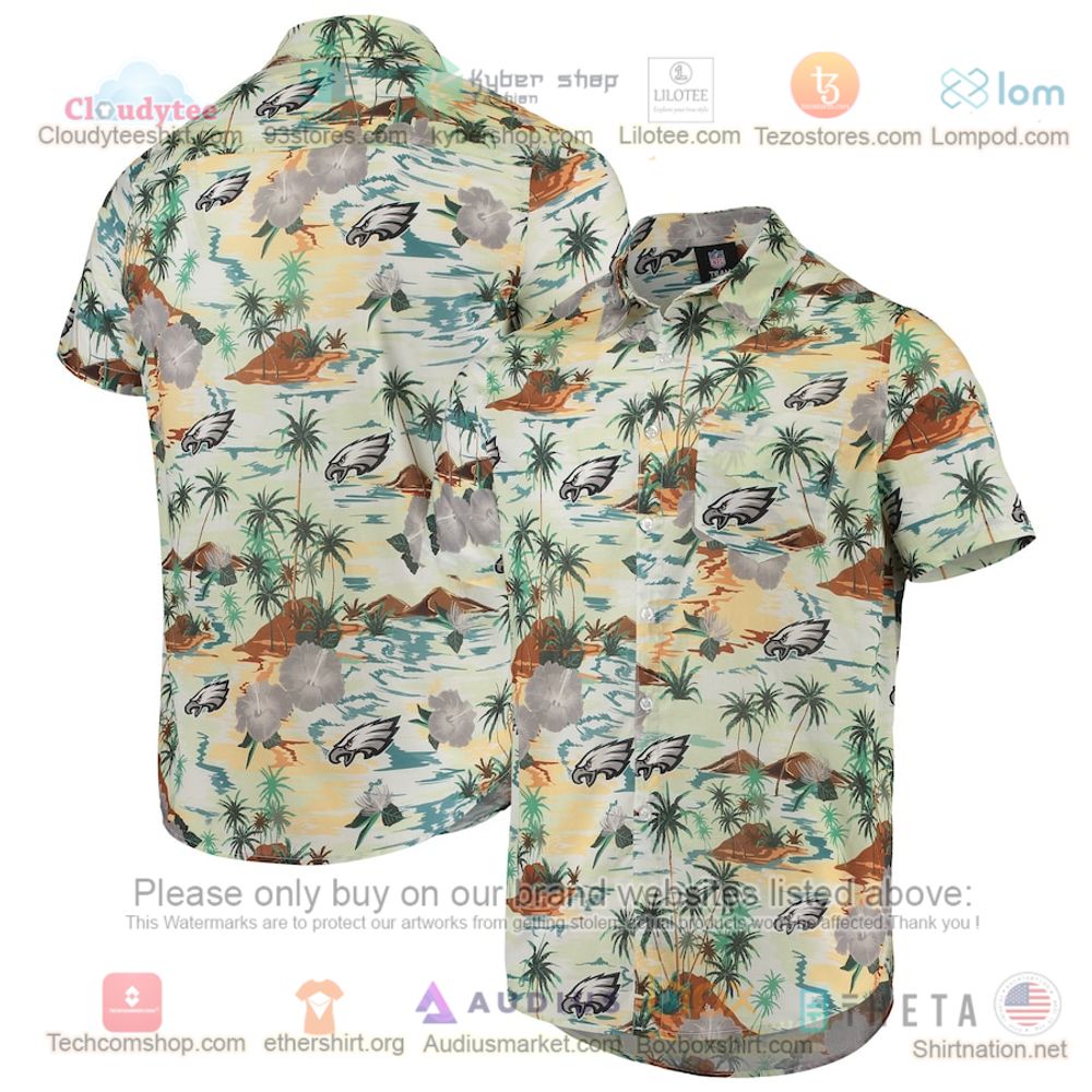 Philadelphia Eagles FOCO Paradise Floral Button-Up Hawaiian Shirt