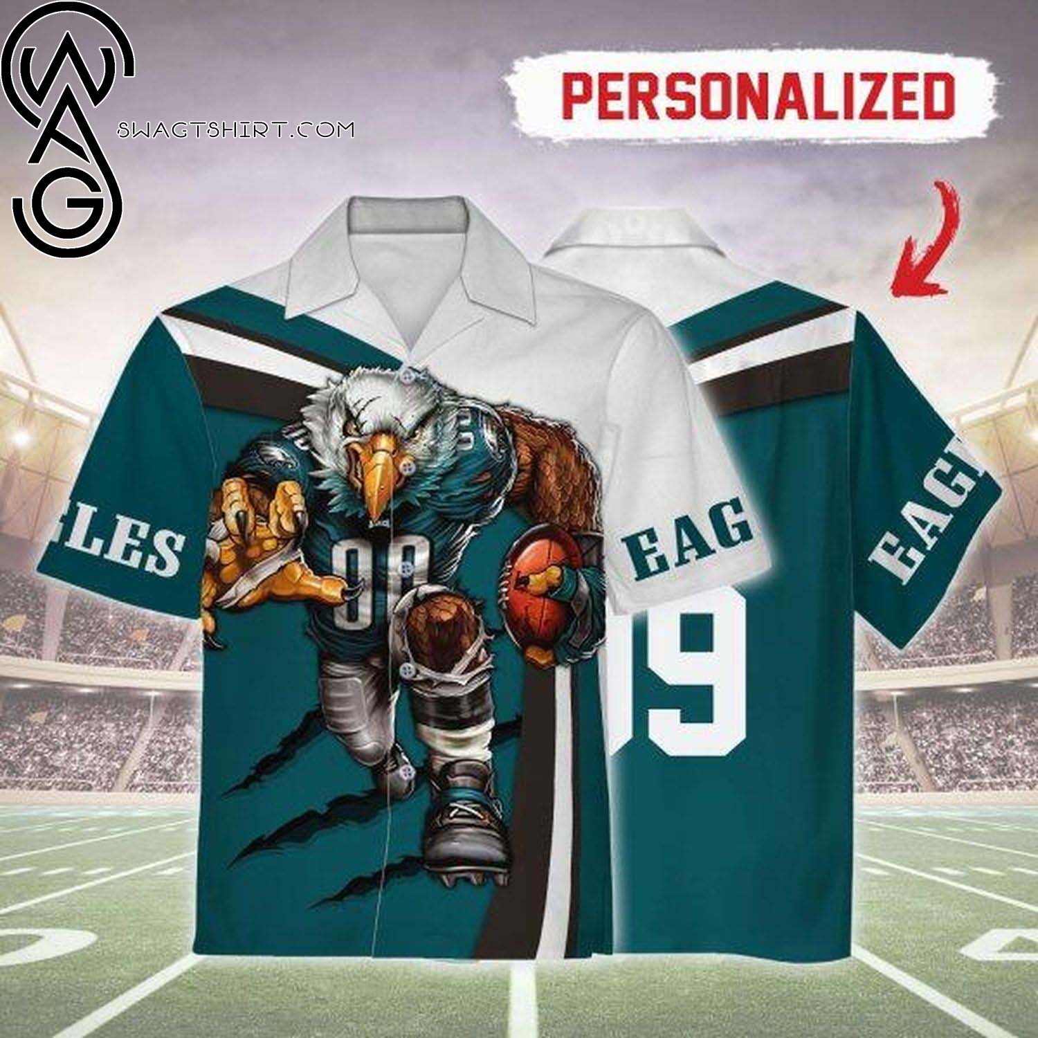 Philadelphia Eagles Football Team Summer Aloha Hawaiian Shirt