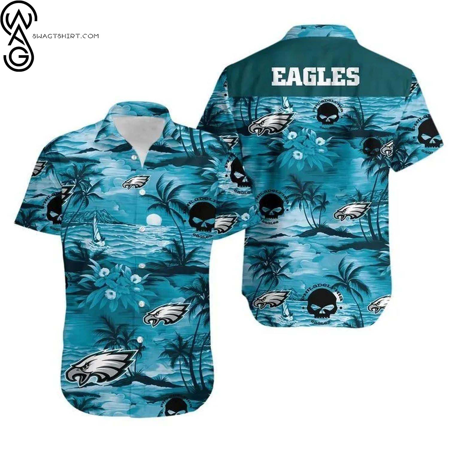 Philadelphia Eagles Midnight Green Floral Hawaiian Shirt