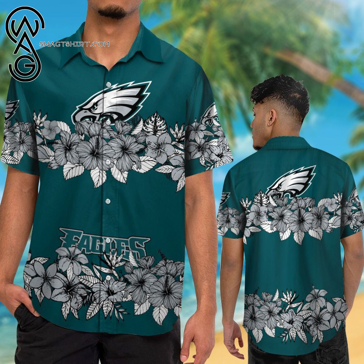 Philadelphia Eagles Hibiscus Tropical Summer Aloha Hawaiian Shirt