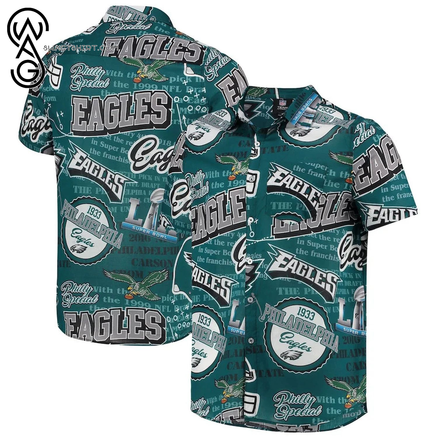 Philadelphia Eagles Midnight Green Floral Hawaiian Shirt