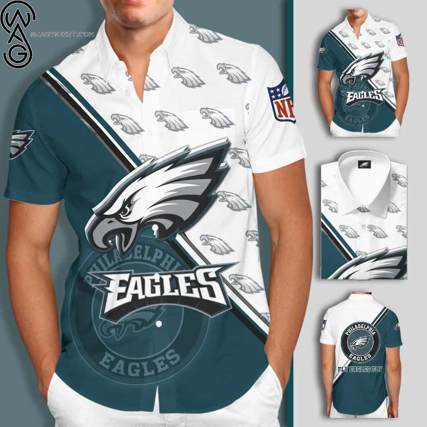 Philadelphia Eagles Hibiscus Flowers Summer Aloha Hawaiian Shirt