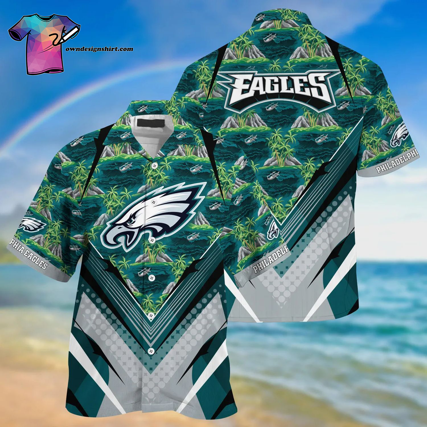 Philadelphia Eagles Skull And Floral Summer Aloha Hawaiian Shirt