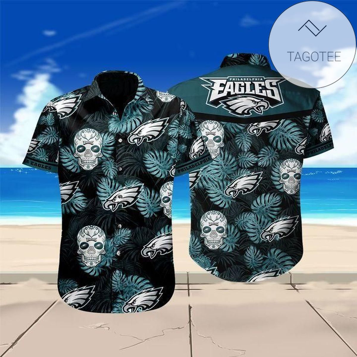 Philadelphia Eagles Skull Football Tommy Bahama Hawaiian Shirt Summer Button Up Shirt For Men Hawaiian Summer Trends Shirt 2020