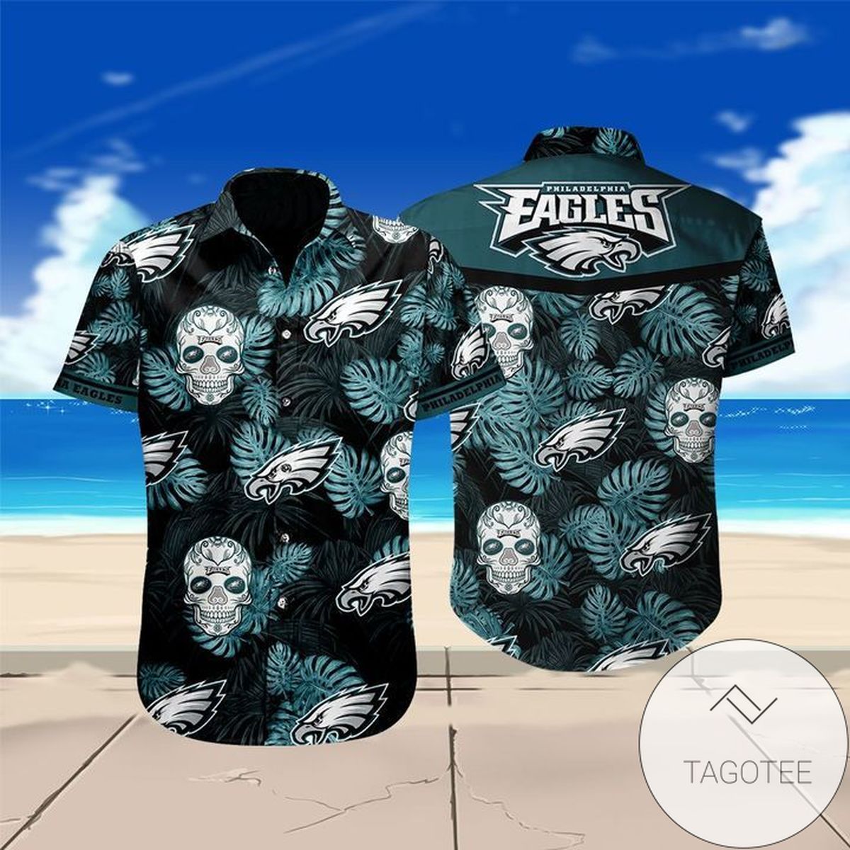 Philadelphia Eagles Skull Football Hawaiian Shirt