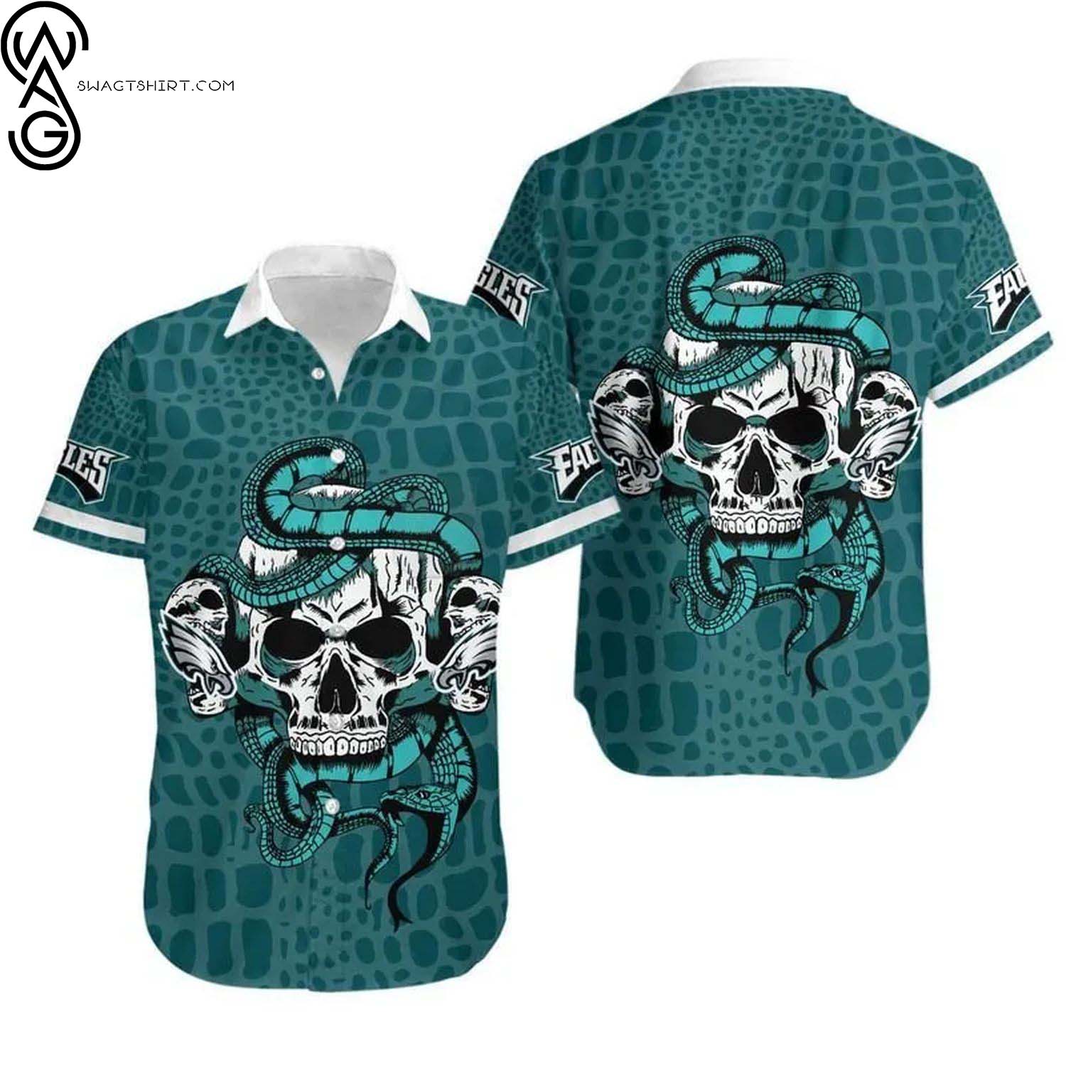 Philadelphia Eagles Skull Summer Aloha Hawaiian Shirt