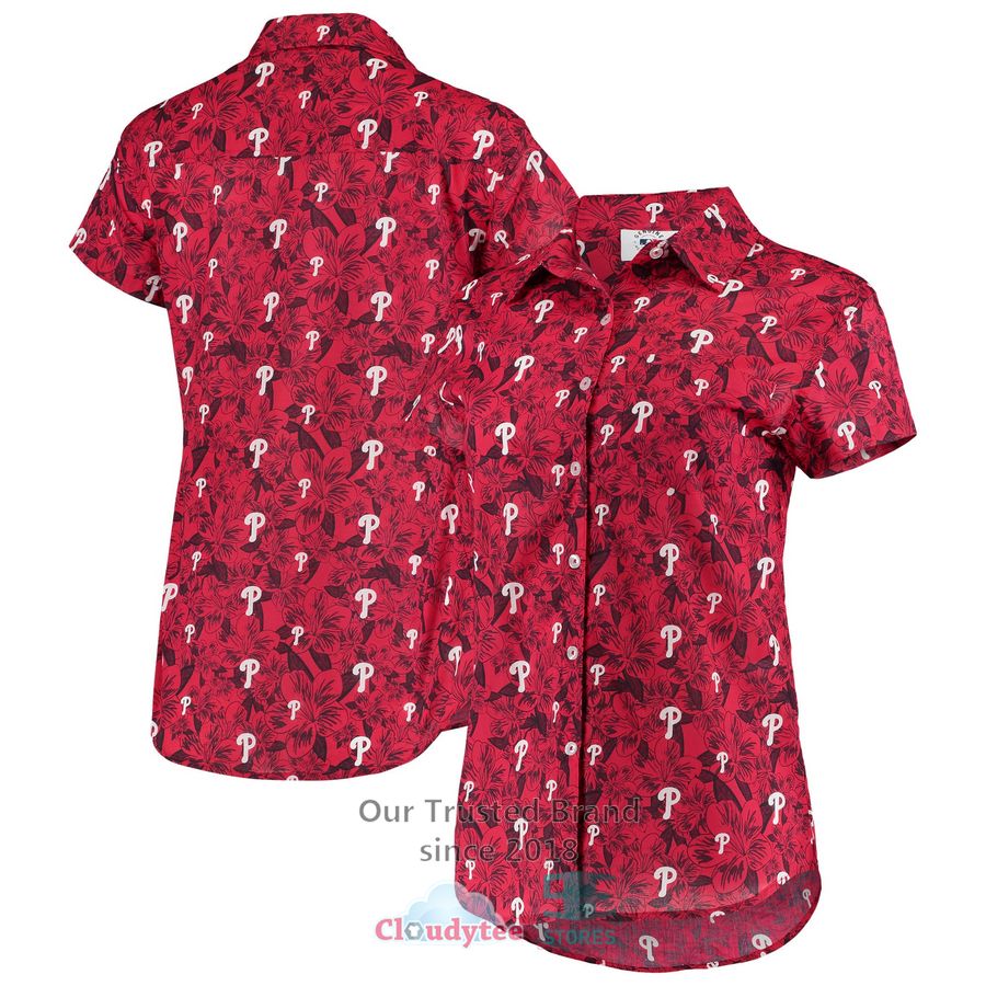 Philadelphia Phillies FOCO Floral Red Hawaiian Shirt