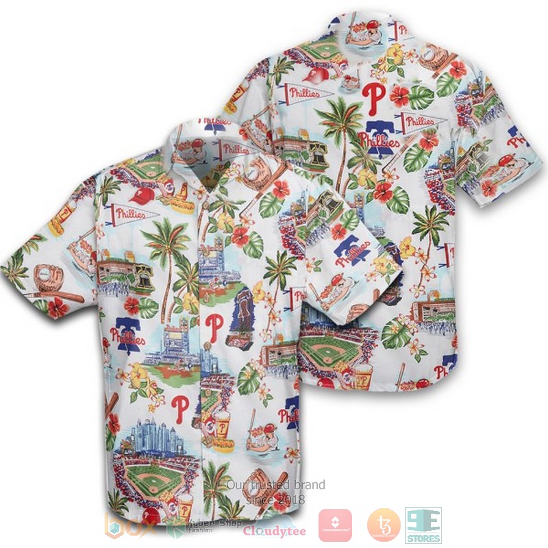 Philadelphia Phillies Reyn Spooner Scenic White Red Hawaiian Shirt