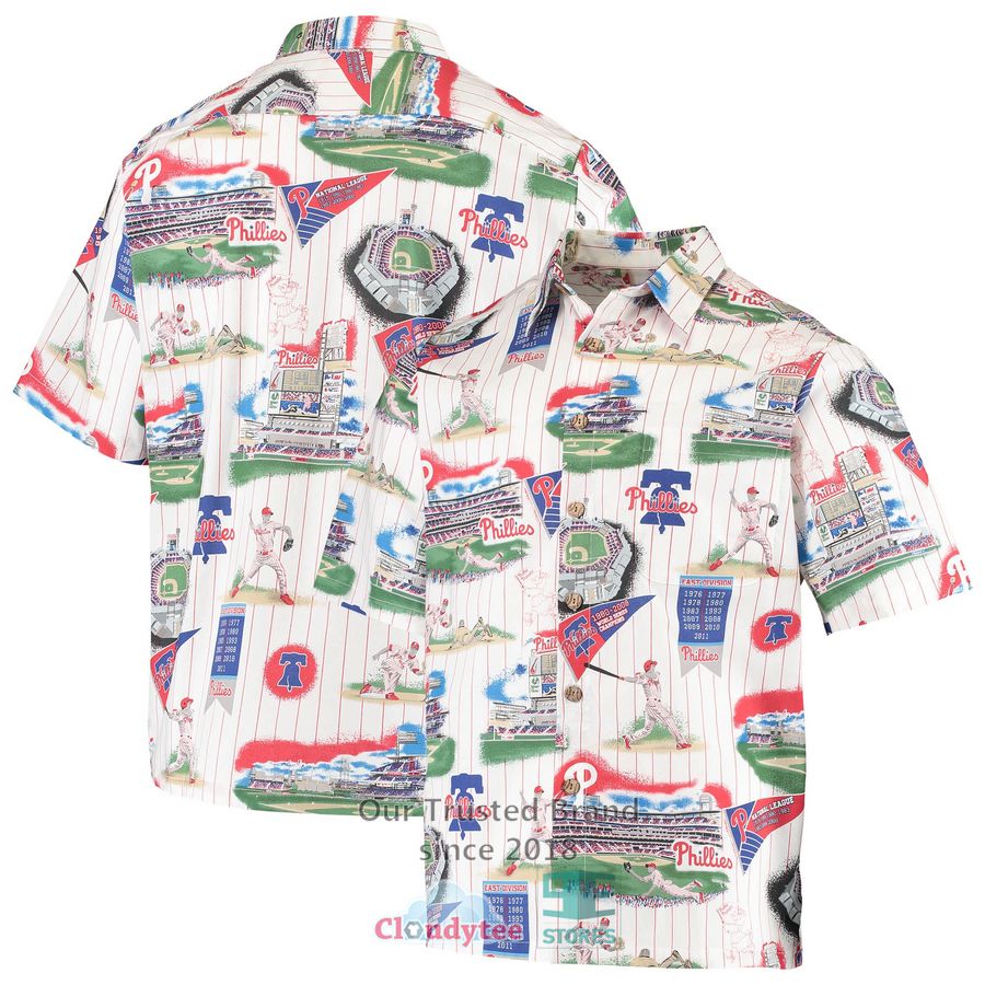 Philadelphia Phillies Reyn Spooner Scenic White Red Hawaiian Shirt