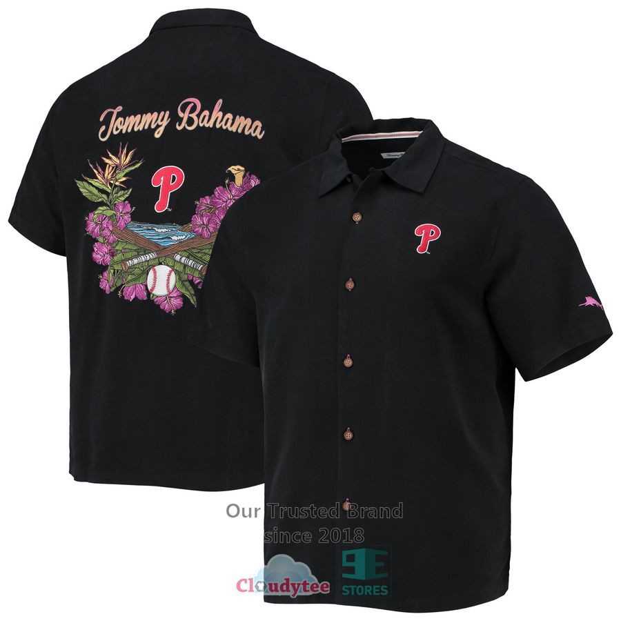 Philadelphia Phillies Tommy Bahama Bay Black Hawaiian Shirt