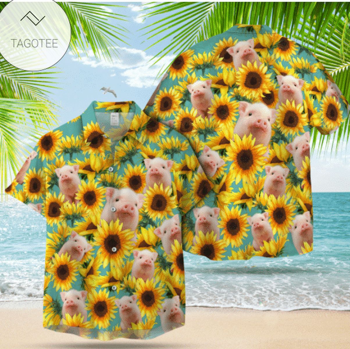 Pig Sleeping On Daisy Garden Hawaiian Shirt