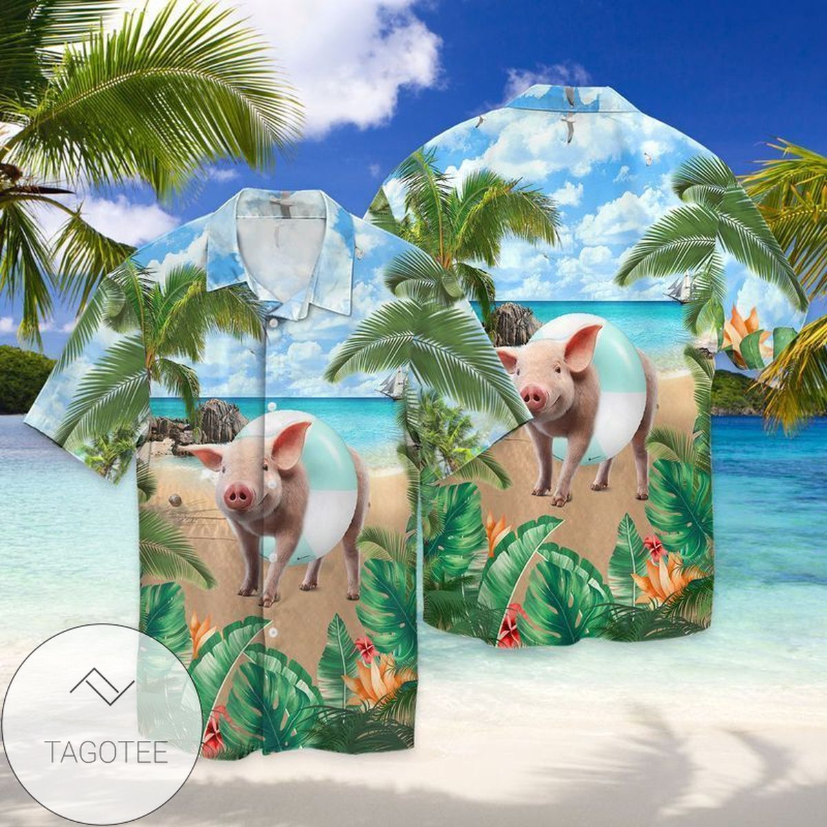 Pig Tropical 3d Hawaiian Shirt For Men With Vibrant Colors And Textures