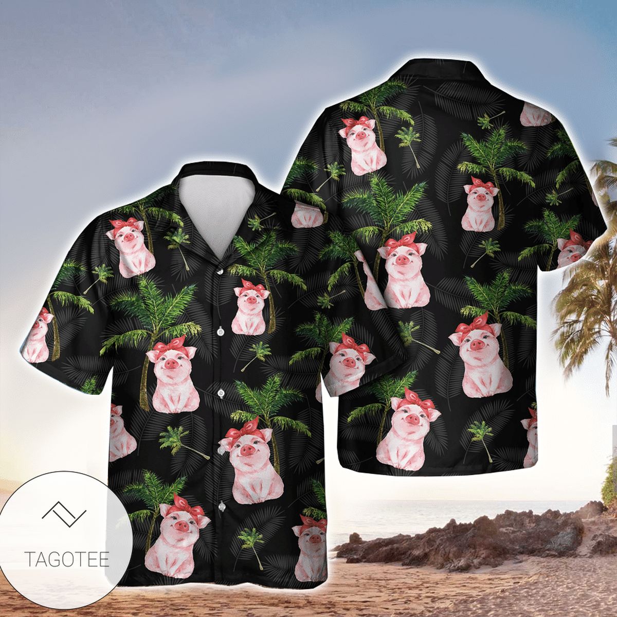 Pig Tropical 3d Hawaiian Shirt For Men With Vibrant Colors And Textures