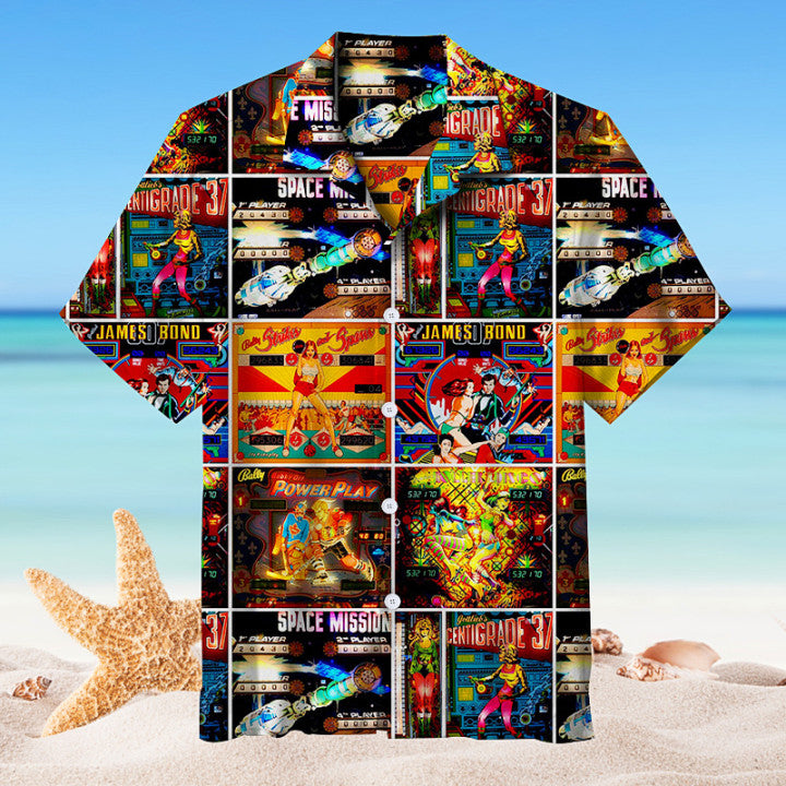 Pinball Action Arcade Hawaiian Shirt