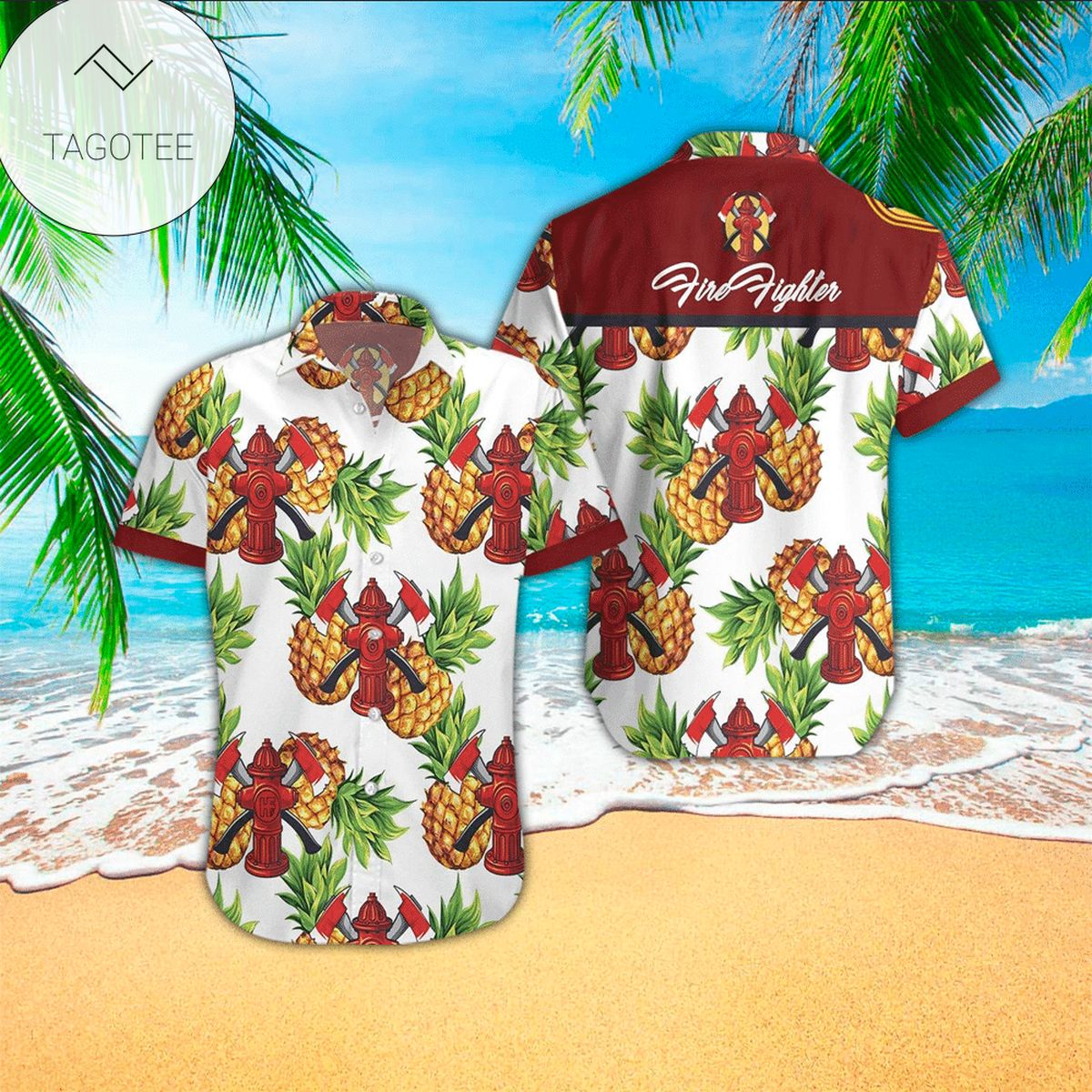 Pineapple And Flamingo Hawaiian Graphic Print Short Sleeve Hawaiian Shirt