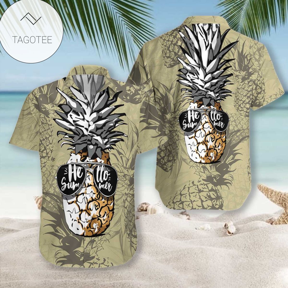 Pineapple Hibiscus Pattern Print Hawaiian Shirt