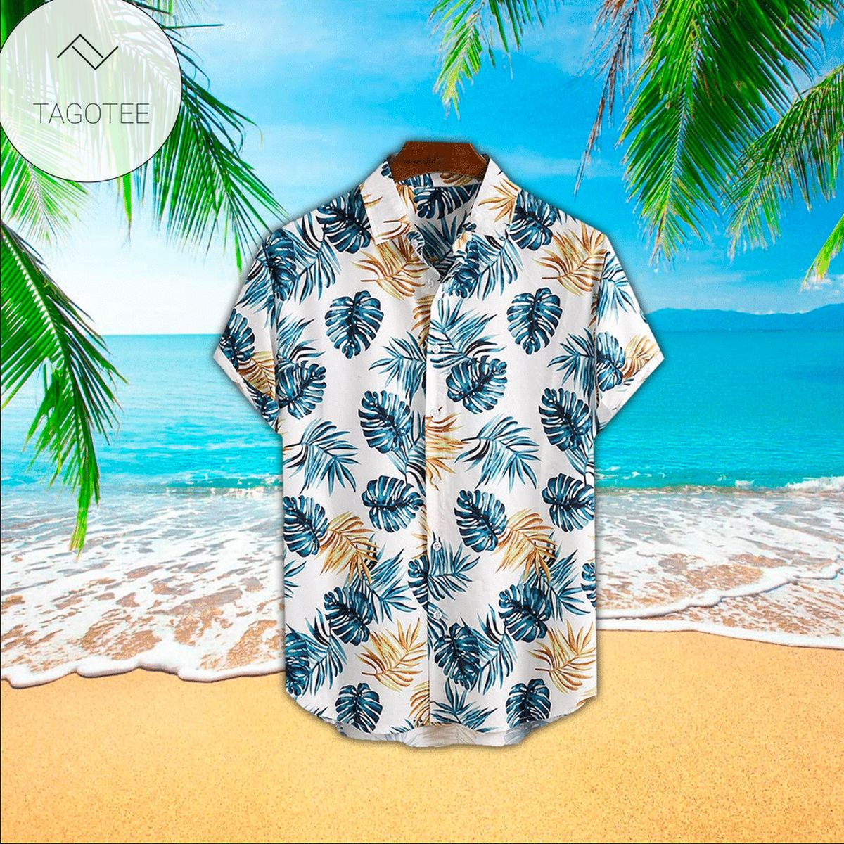 Pineapple Palm Print 80s Hawaiian Shirt