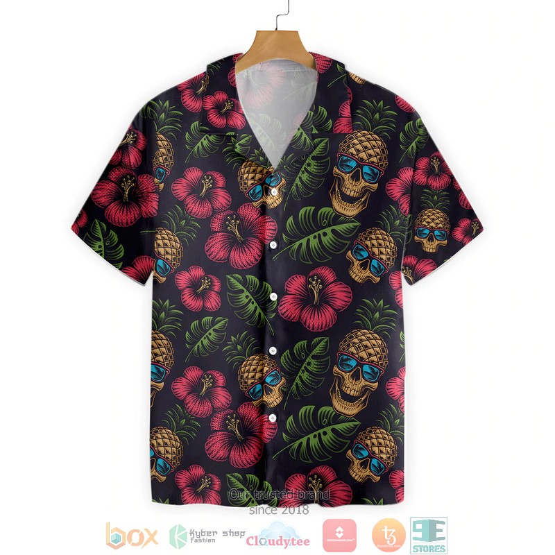 Pineapple Skull Black Hawaiian Shirt