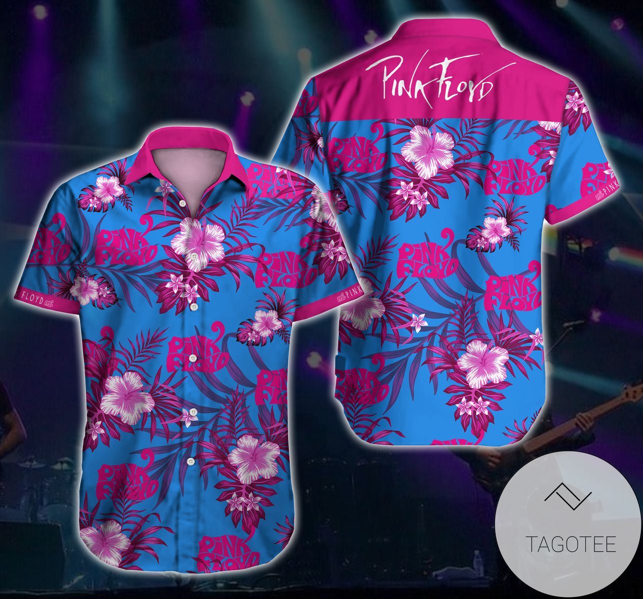 Pink Floyd Hawaiian Graphic Print Short Sleeve Hawaiian Casual Shirt