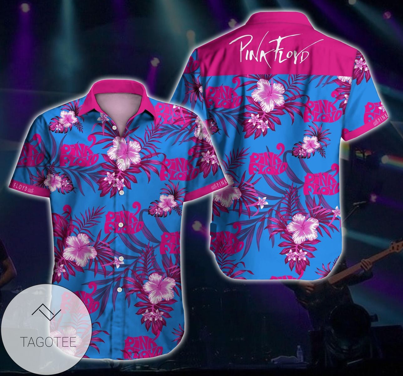 Pink Floyd Hawaiian III Graphic Print Short Sleeve Hawaiian Casual Shirt