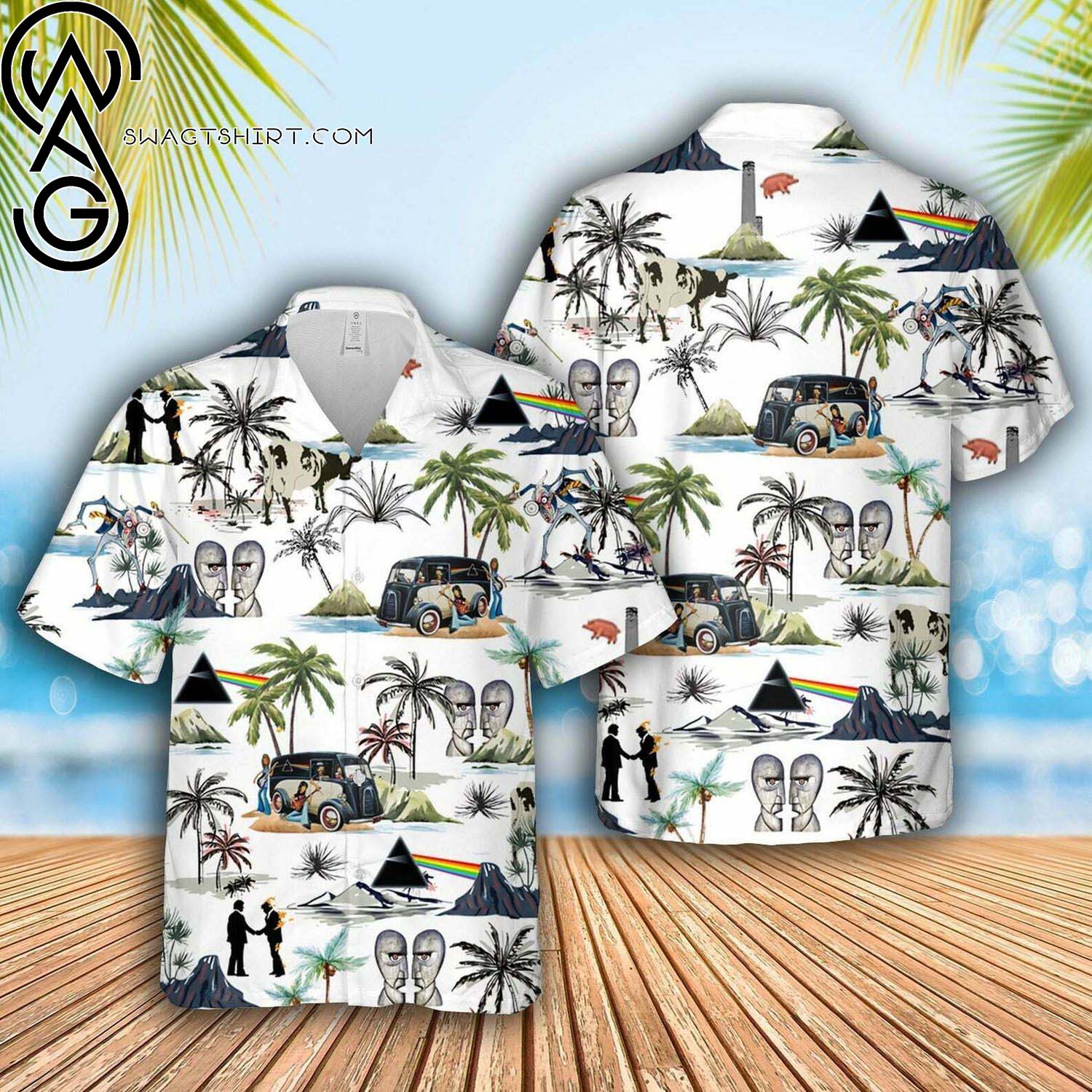 Pink Floyd BAnd Tropical Flower Hawaiian Shirt And Beach Shorts