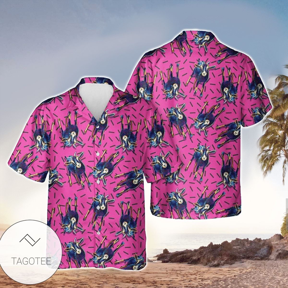 Pink Hawaiian Shirt Men Summer Short Sleeve