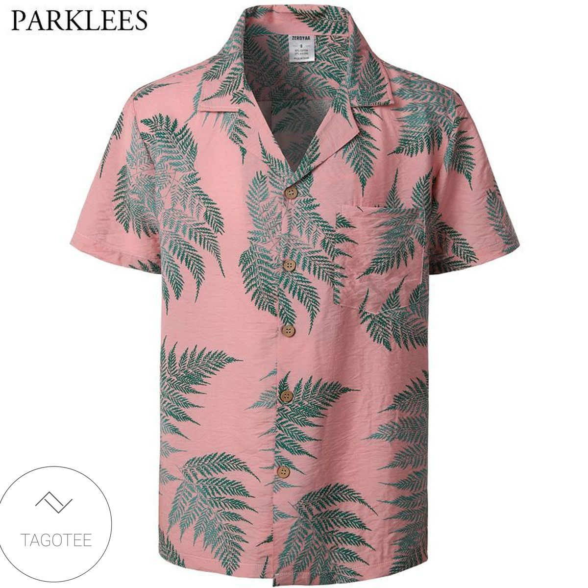 Pink Monstera And Green Tropical Leaves White Hawaiian Shirt