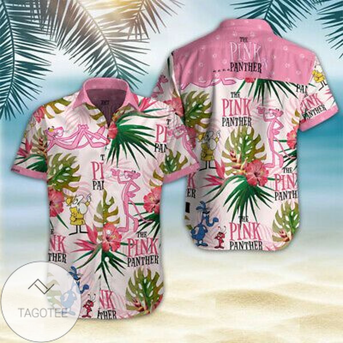 Pink Monstera And Green Tropical Leaves White Hawaiian Shirt