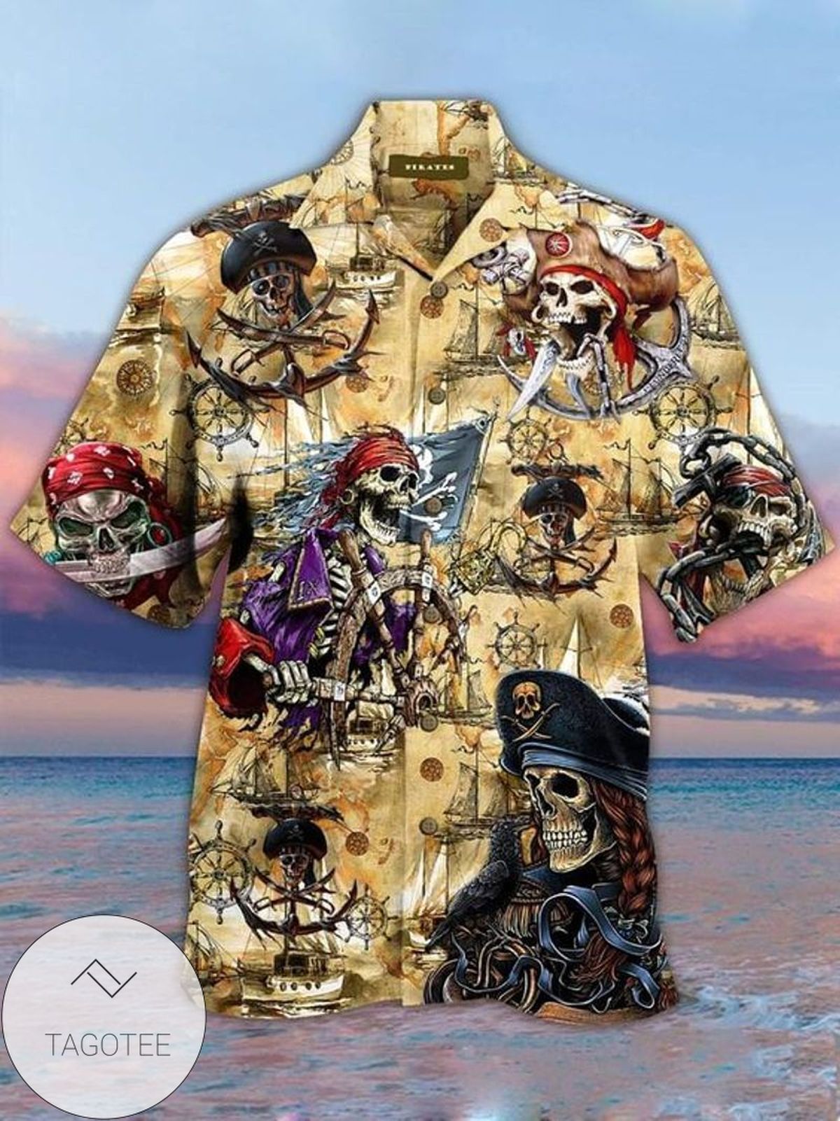 Pirates Flag Pattern Hawaiian Shirt