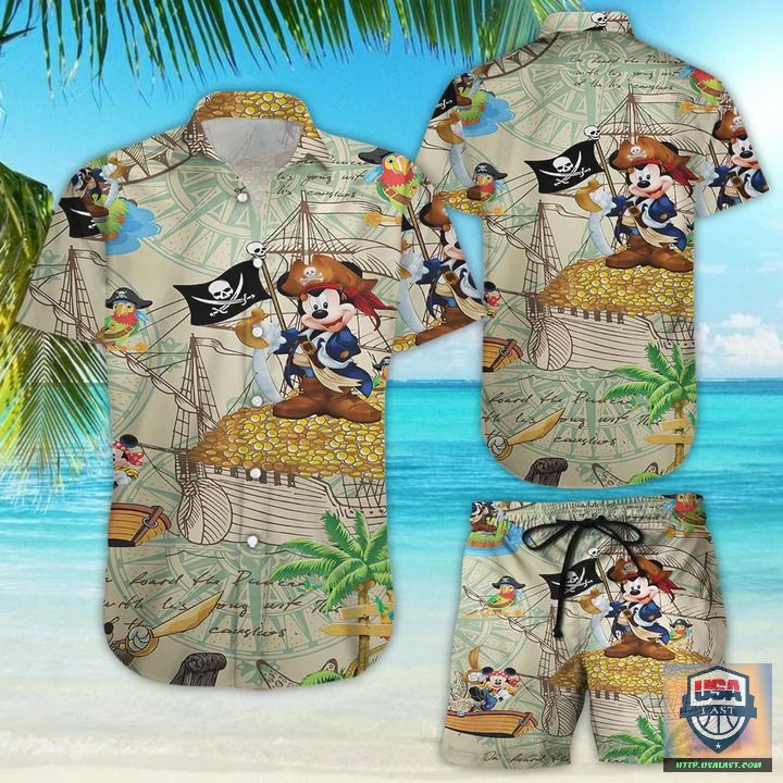 Pirates Mickey Mouse Treasure Map Hawaiian Shirts