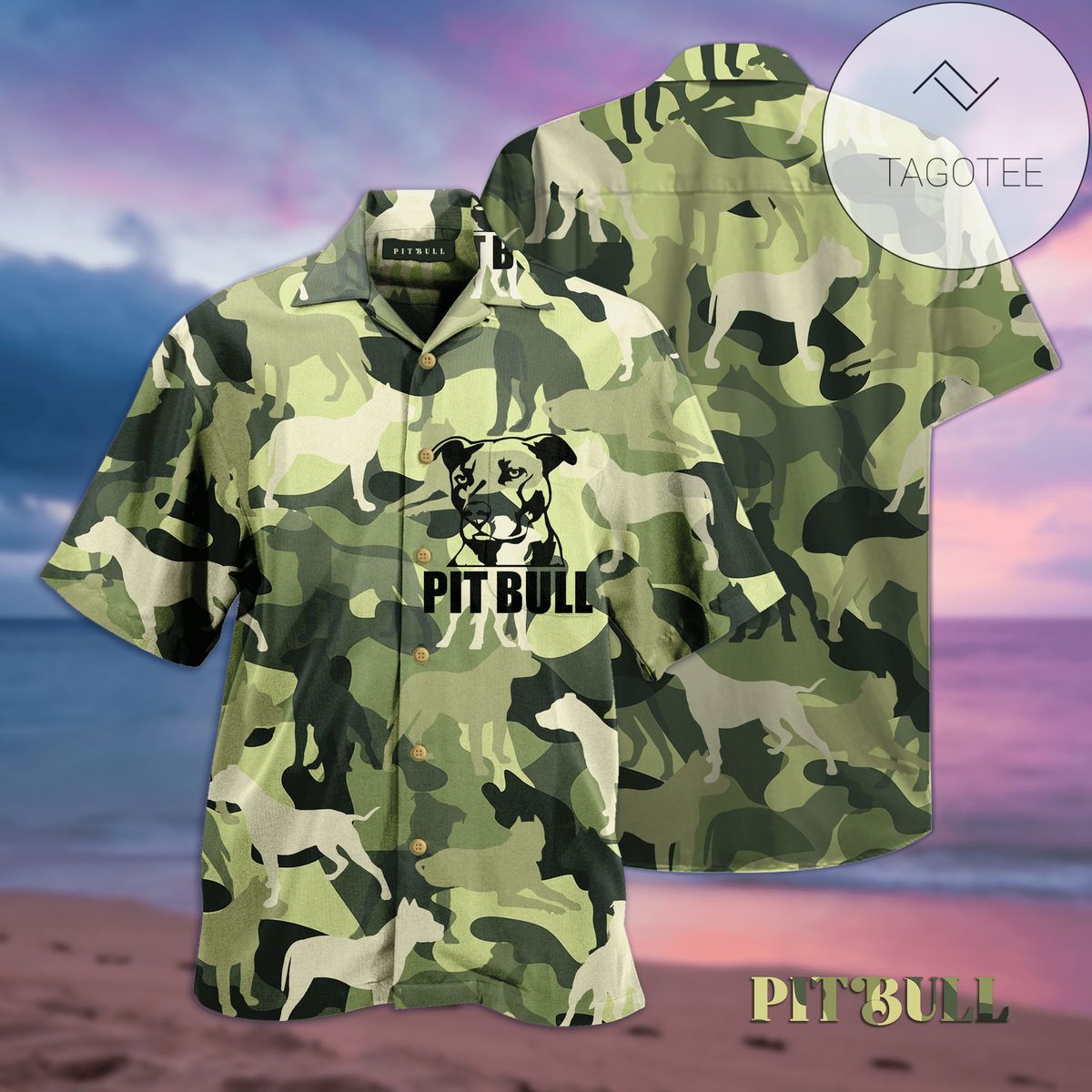 Pit Bull Colorful Unisex Hawaiian Aloha Shirts Hl