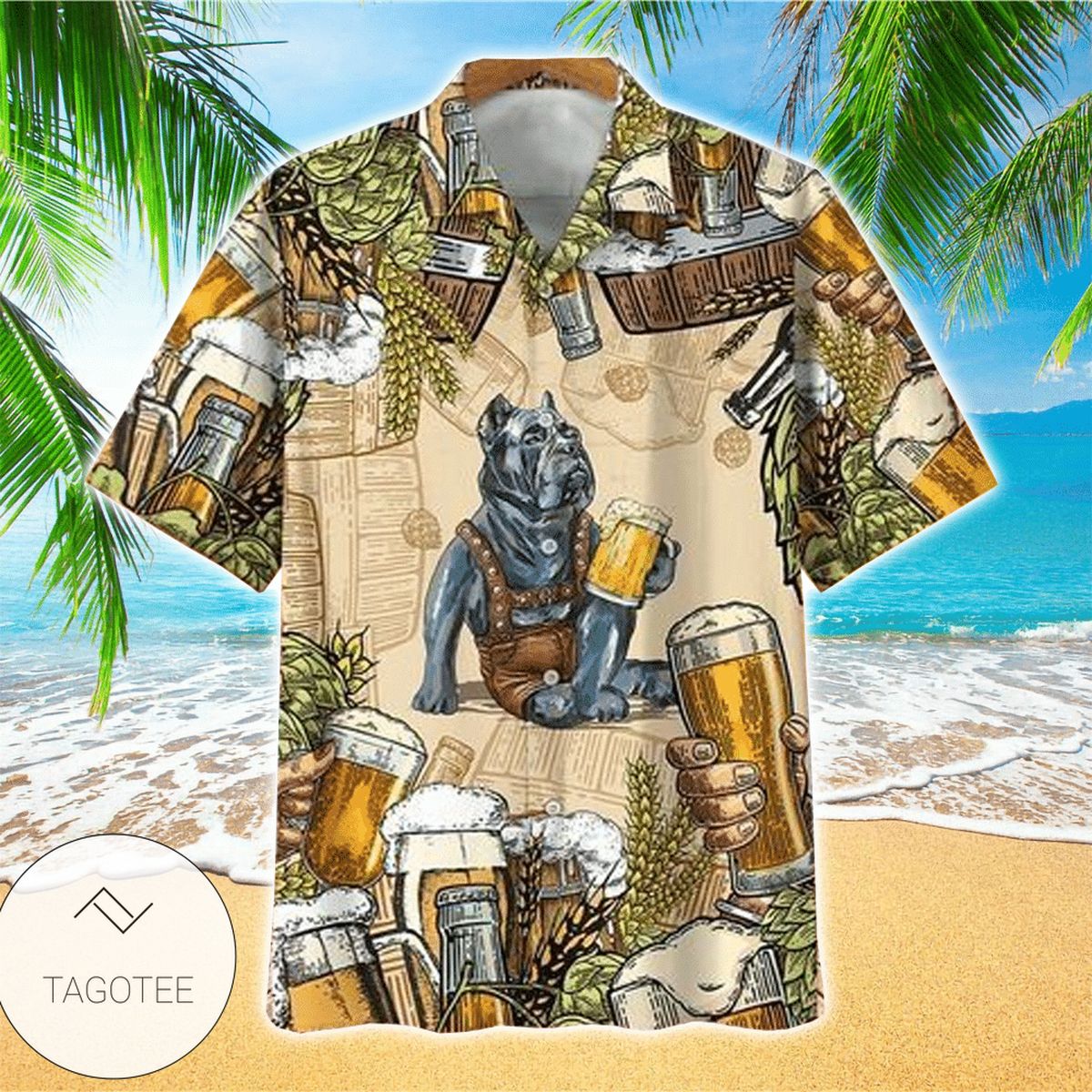 Pitbull At The Beach Summer Time Tropical Hawaiian Shirt